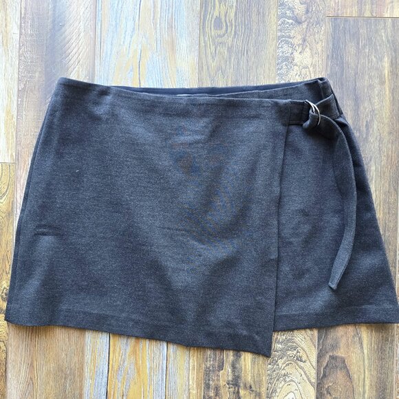 NWT SPANX Ponte Wrap Mini Skirt Skort Buckle Elastic Waist Stretch Black